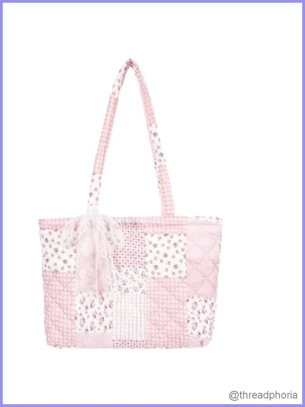Quilted Floral Tote Bag Women Lightweight Travel Work Laptop Shoulder Purse